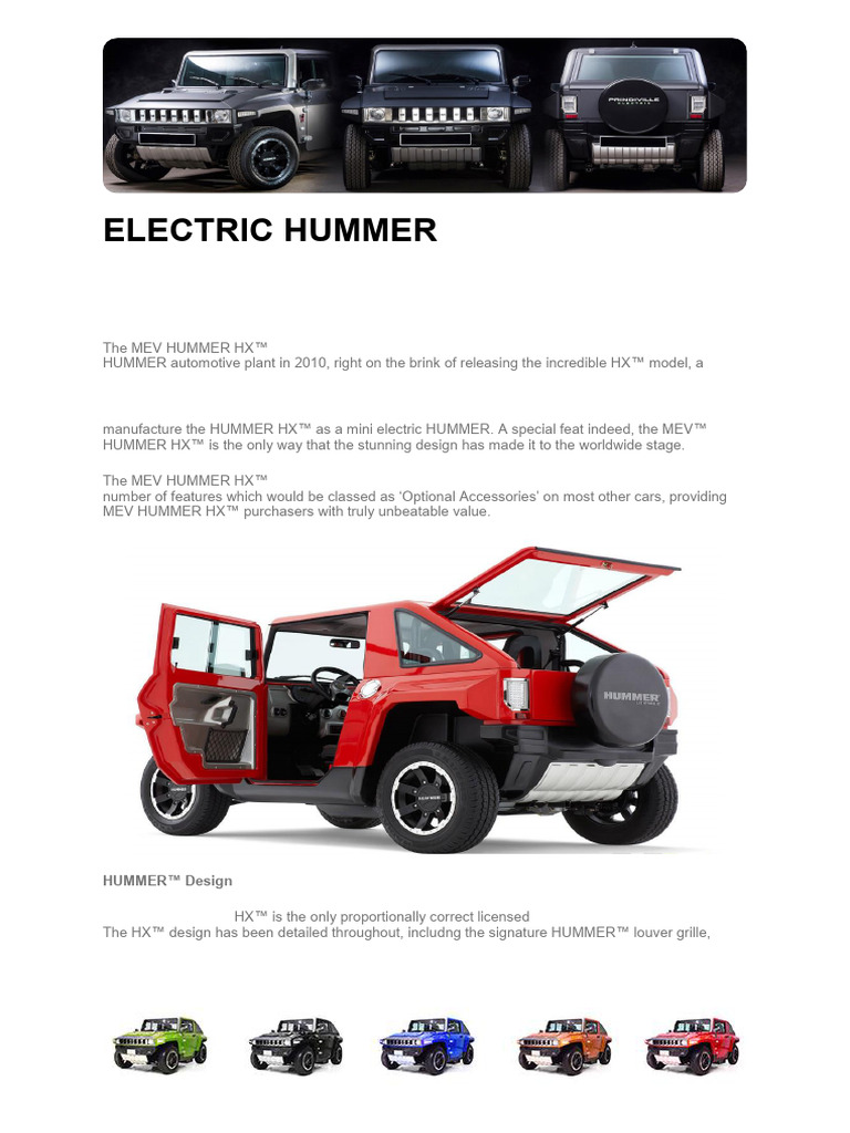 Electric Hummer | PDF | Brake | Trunk (Car)