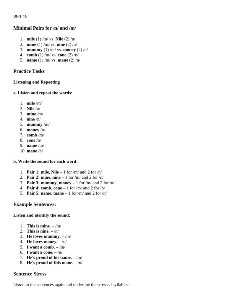 Unit 46 | PDF | Stress (Linguistics) | Syllable