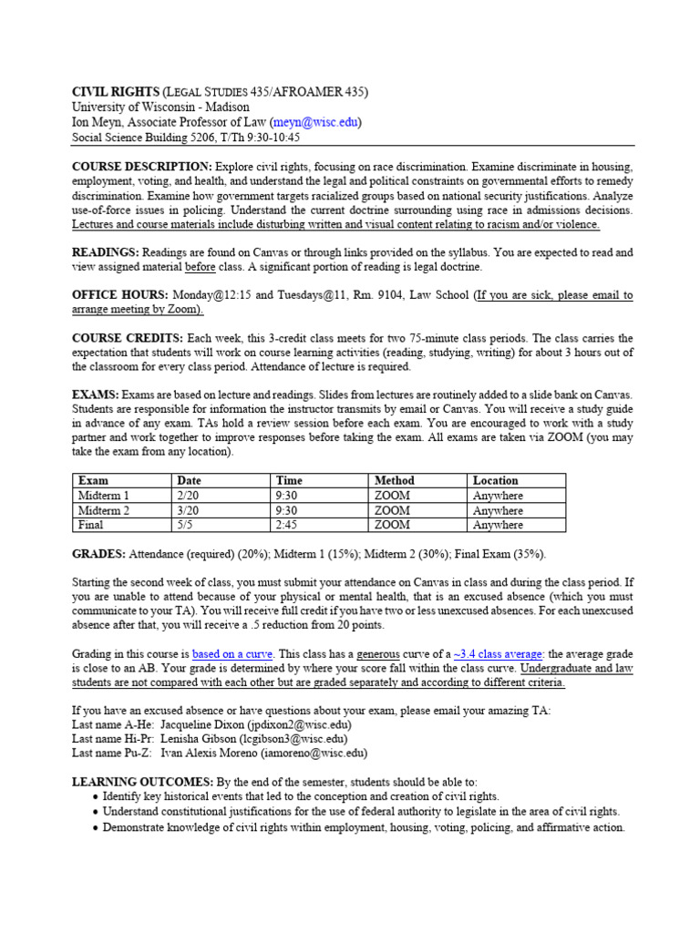 Civil Rights Course Overview and Structure | PDF | Voting Rights Act Of ...