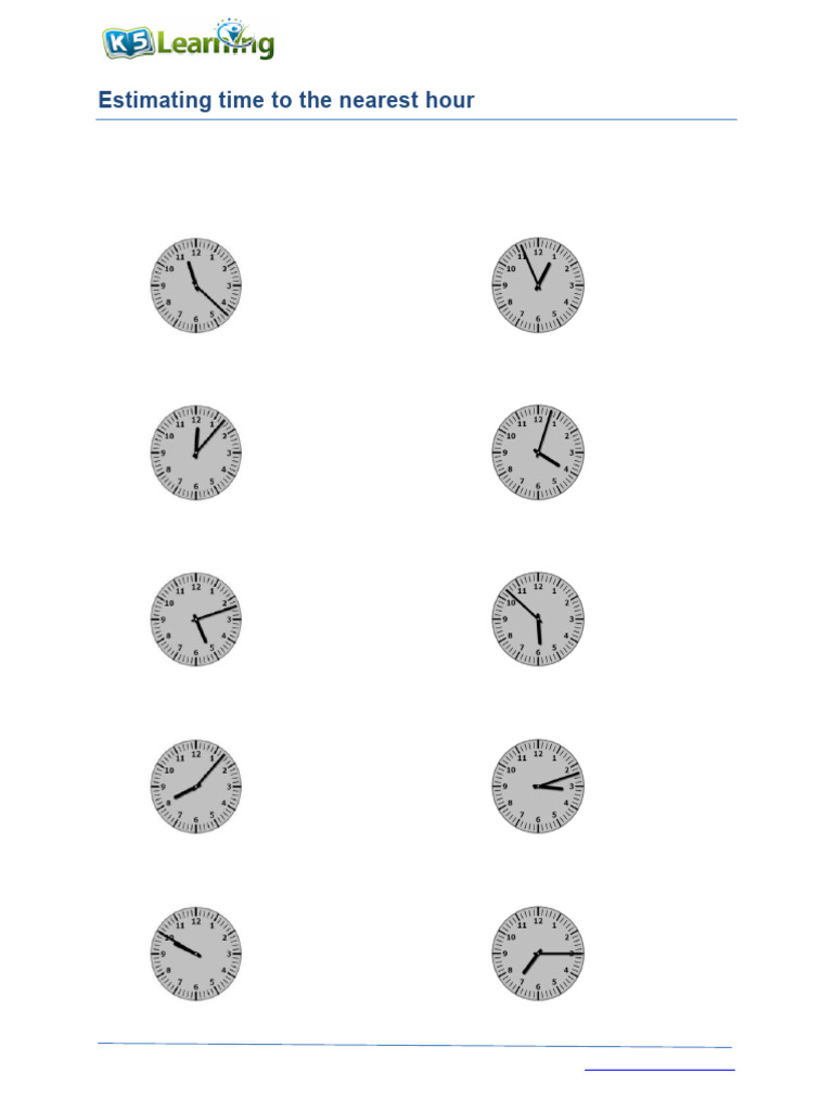 Grade 3 Estimating Time Hour | PDF