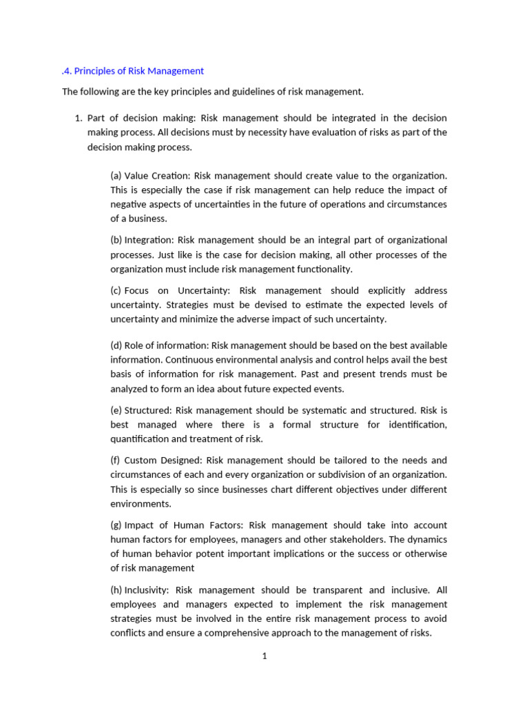 Key Principles of Risk Management | PDF | Risk | Risk Management