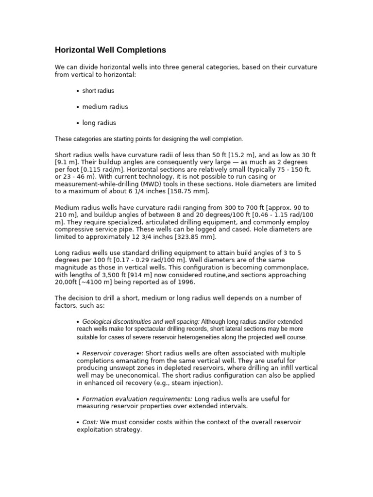 Horizontal Well Completions | PDF | Casing (Borehole) | Pressure