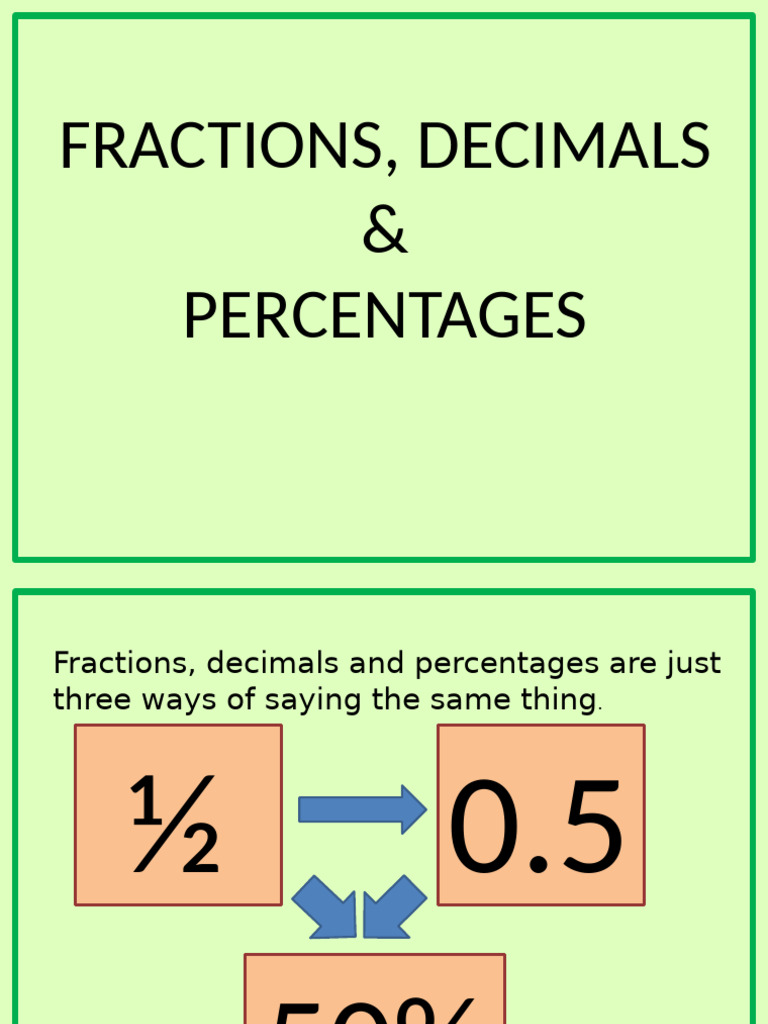 Percentage Decimal Fraction | PDF