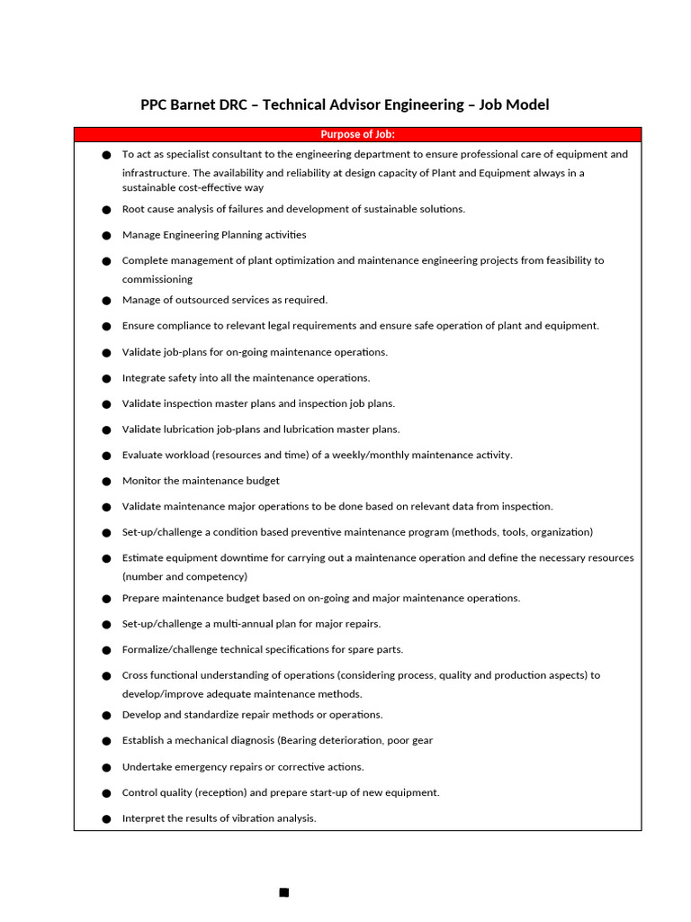 PPC Job Model - Technical Advisor Engineering AD | PDF | Business