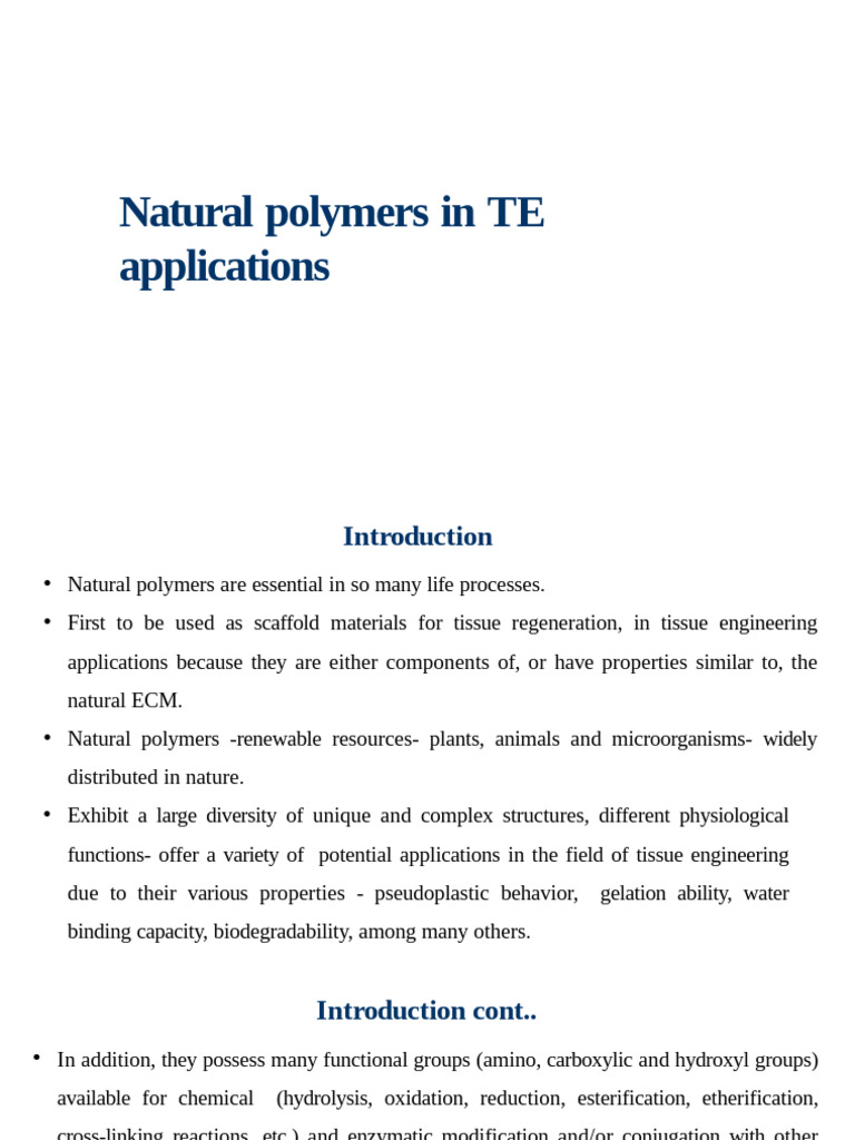Natural Polymers in TE Applications | PDF | Collagen | Extracellular Matrix