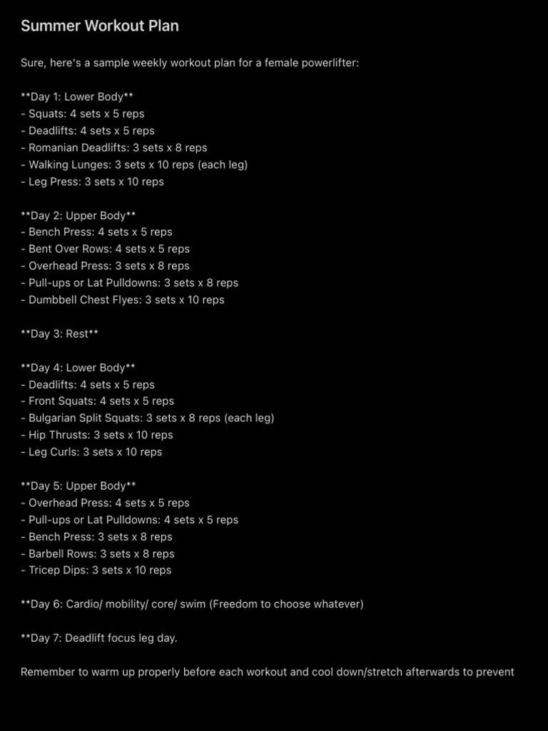 Summer Workout Plan 2 | PDF