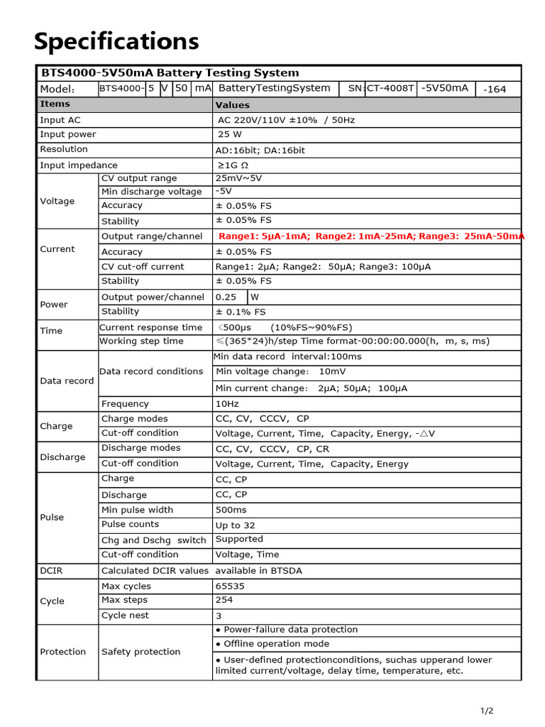 BTS4000-5V Battery Testing System Specs | PDF | Analog Circuits ...