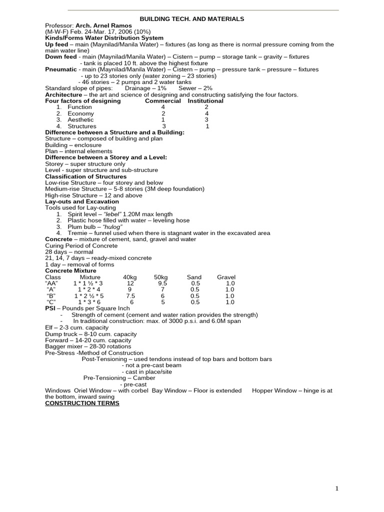 Water Distribution and Building Materials Guide | PDF | Concrete ...