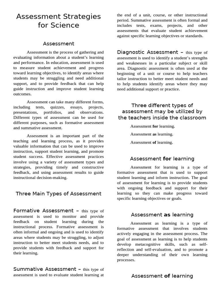 Effective Science Assessment Strategies | PDF | Educational Assessment ...