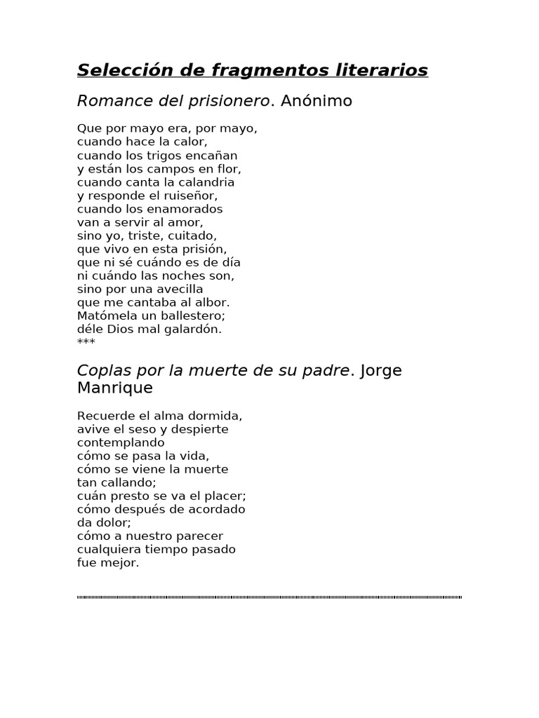 Selección de fragmentos literarios | PDF
