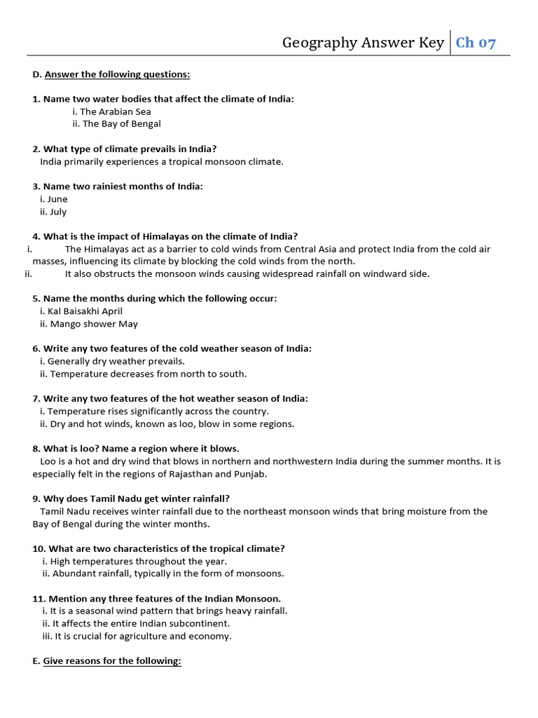 X 07 Climate Pdf Monsoon Rain