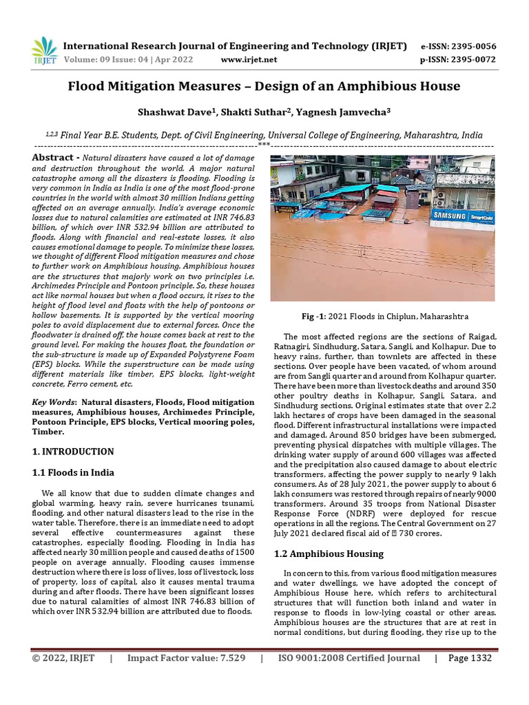 Flood Mitigation: Amphibious Housing Design | PDF | Flood | Concrete