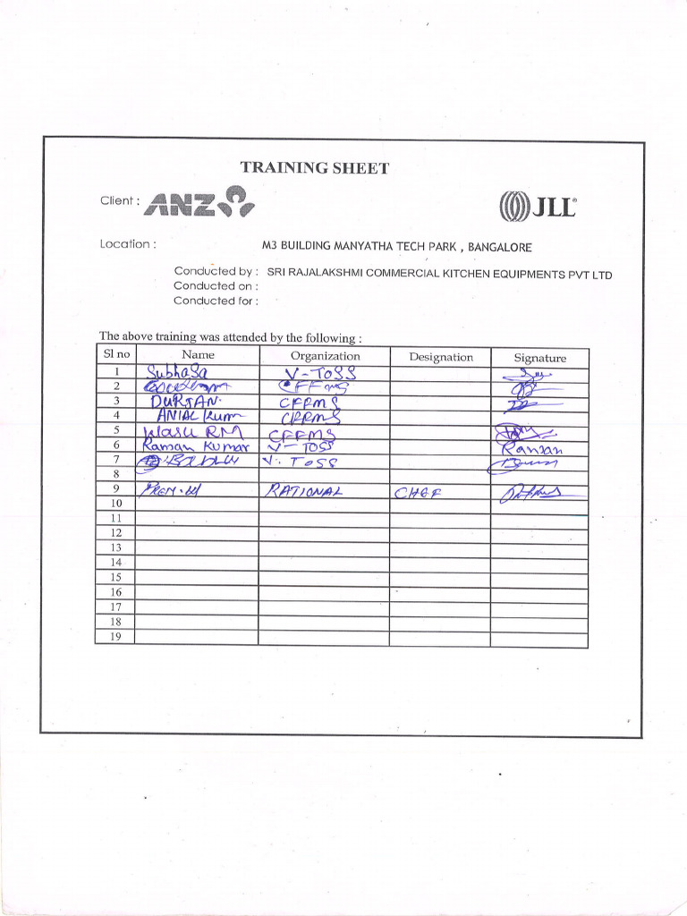 Training Sheet | PDF