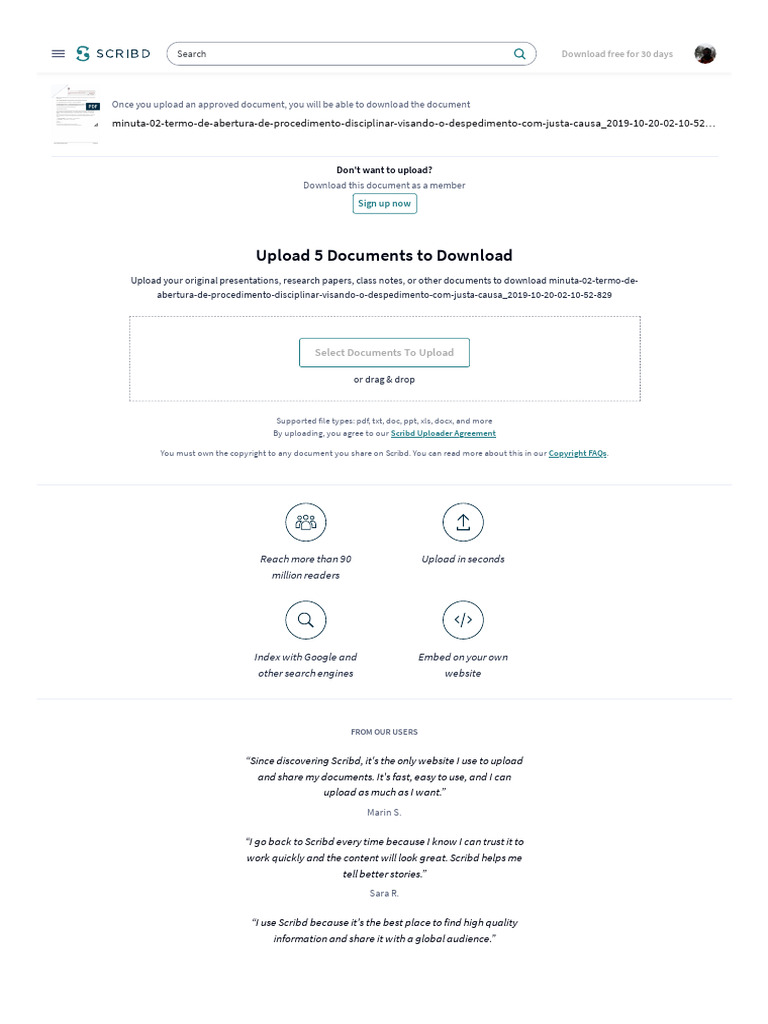 Upload 5 Documents To Download | PDF | Scribd | Software