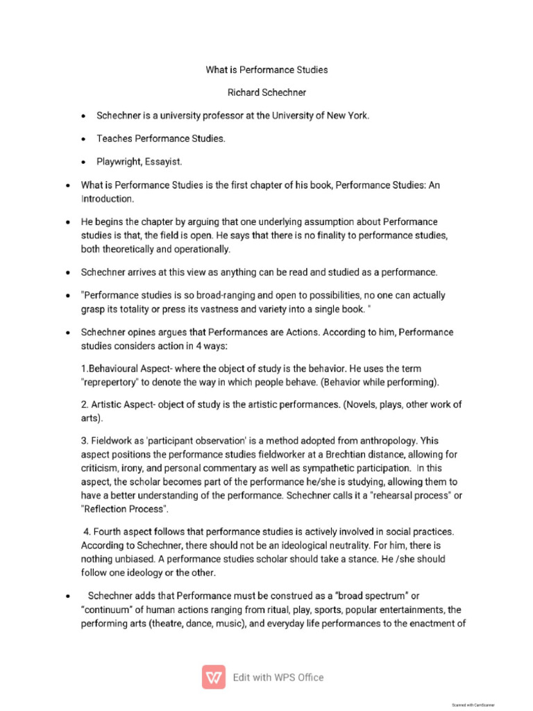 Performance Studies - Notes | PDF