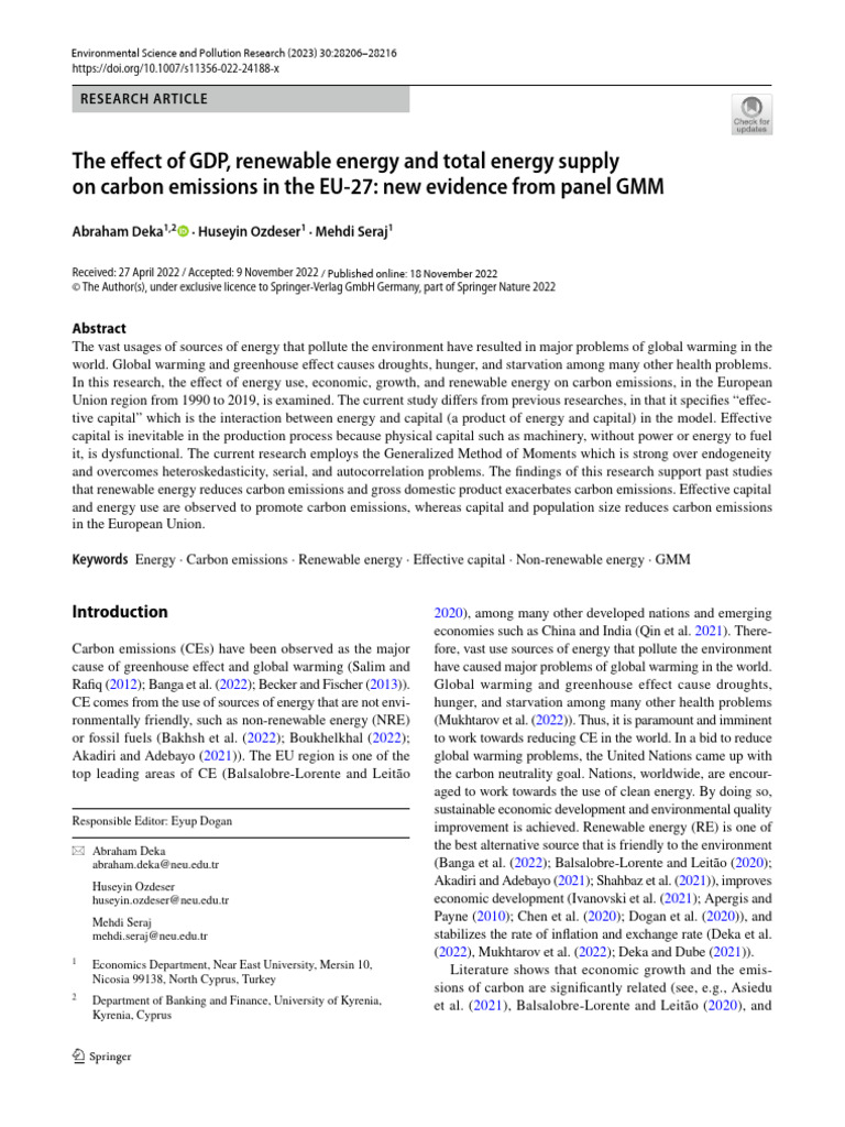Impact of GDP and Energy on EU Carbon Emissions | PDF | Economic Growth