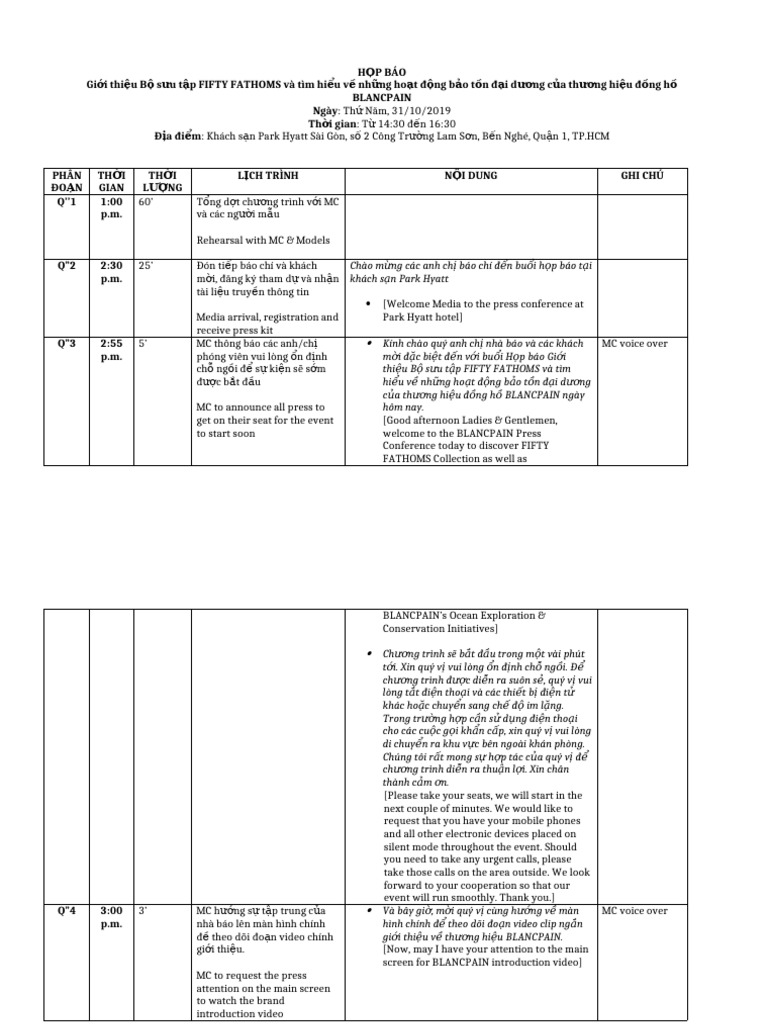 Press Conference MC Script Edited by Jade (Viet Eng) 281019 | PDF