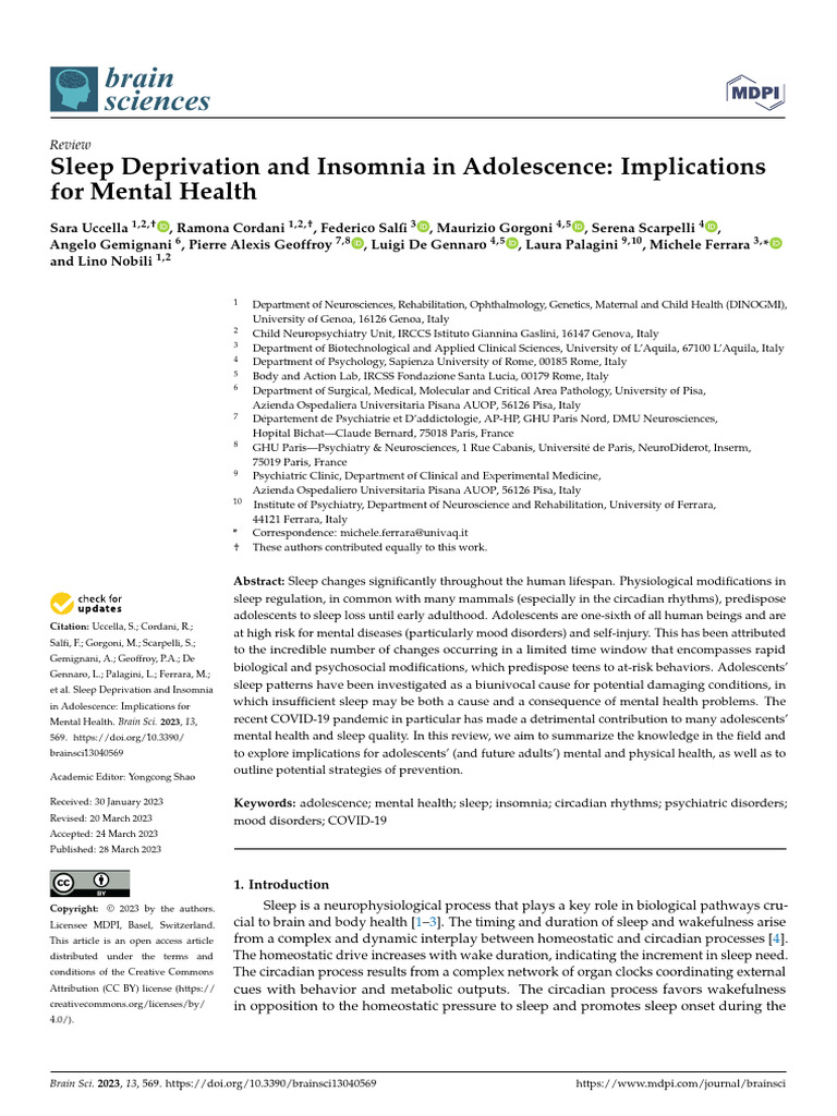 Sleep Dprivation and Mental Health | PDF | Sleep | Mental Disorder