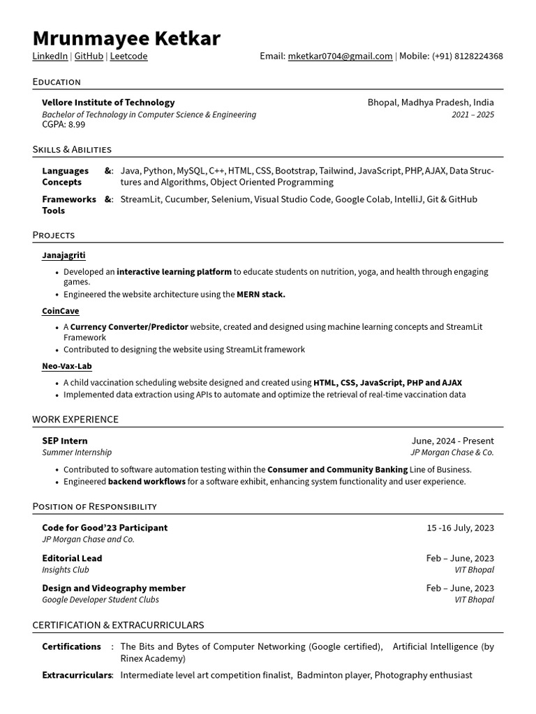 Mrunmayee Ketkar: Education | PDF | Ajax (Programming) | Selenium ...