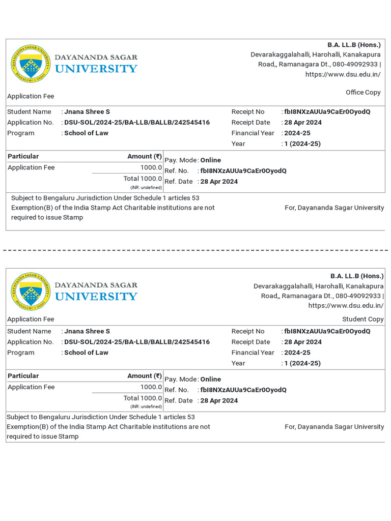 Application Fee Receipt File - Application Fee Receipt PDF | PDF ...