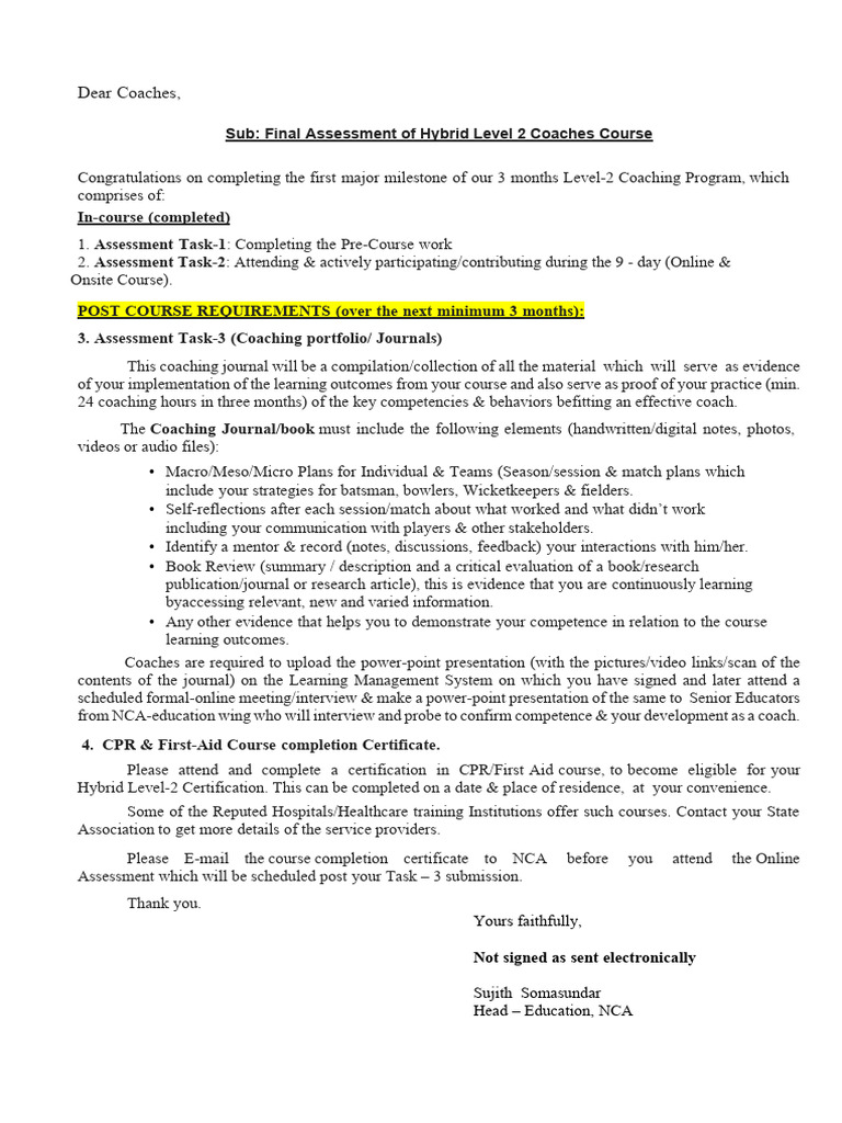 Post Course Assignment Letter | PDF | Cognition | Communication