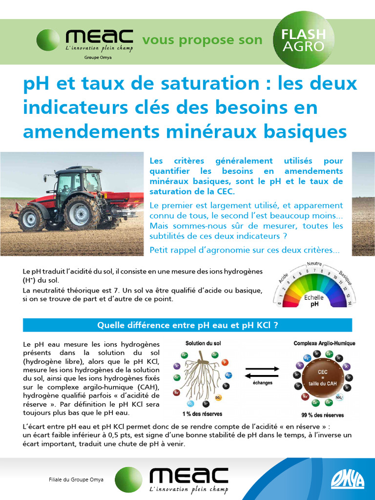 Flash Agro PH Et Taux de Saturation | PDF | Ph | Sol (pédologie)