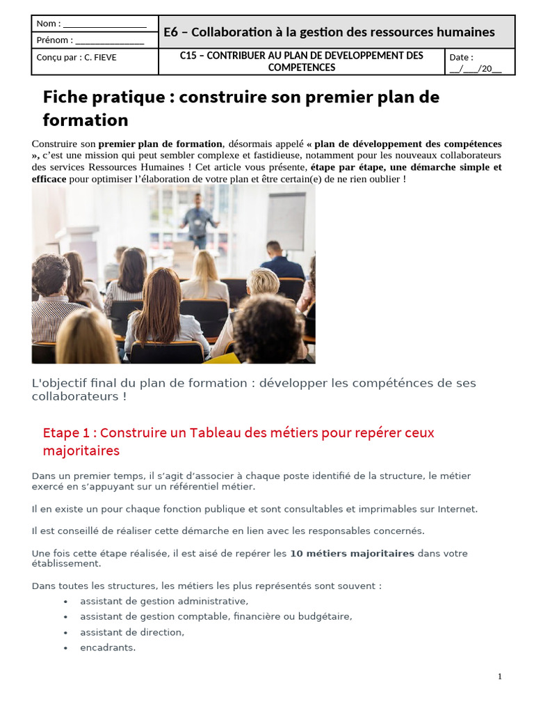 Construire un Plan de Formation Efficace | PDF | Gestion des ressources ...