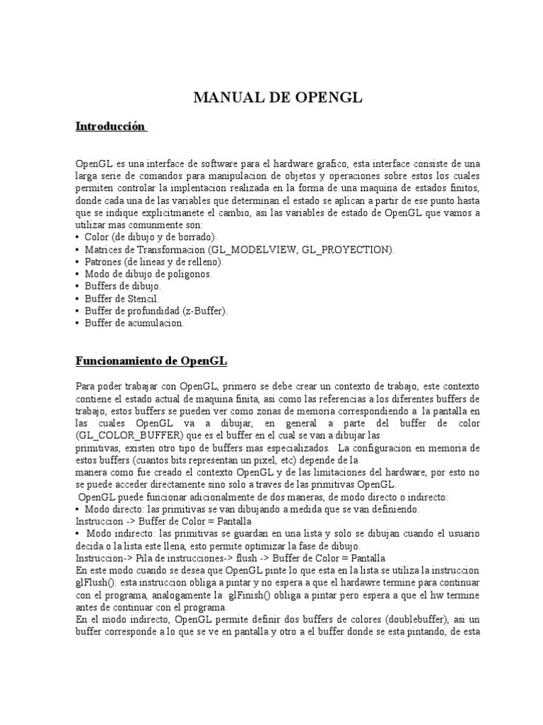 Manual de OpenGL: Guía Completa | PDF | Poco | Almacenador ...