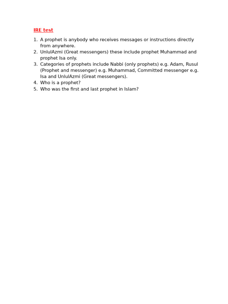 Understanding the IRE Test of Prophets | PDF