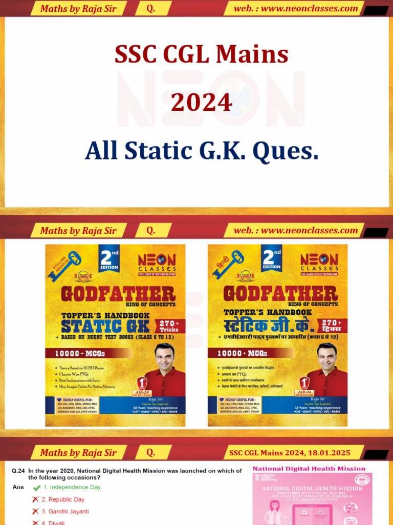 All Static Gk Questions Ssc Cgl Mains 2024 Exam Pdf