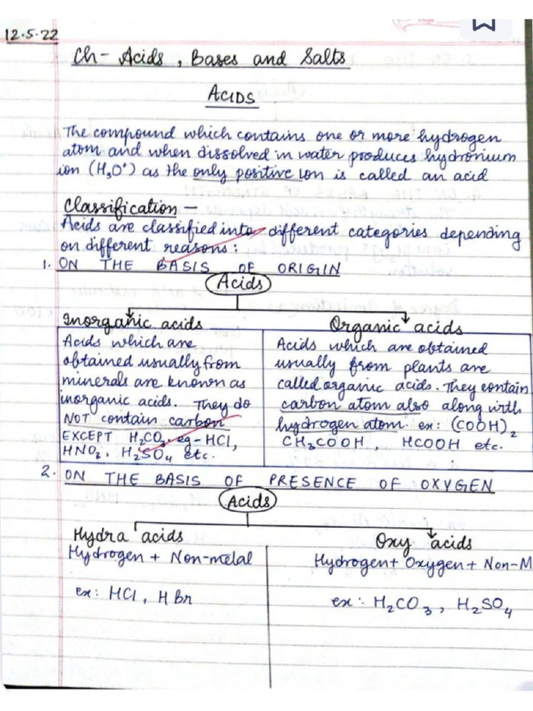 Acid Bases and Salt Class 10 | PDF
