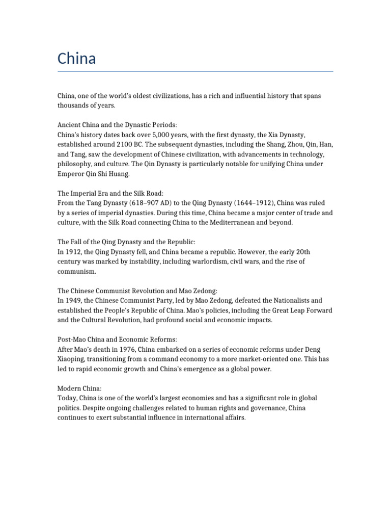Overview of China's Historical Evolution | PDF