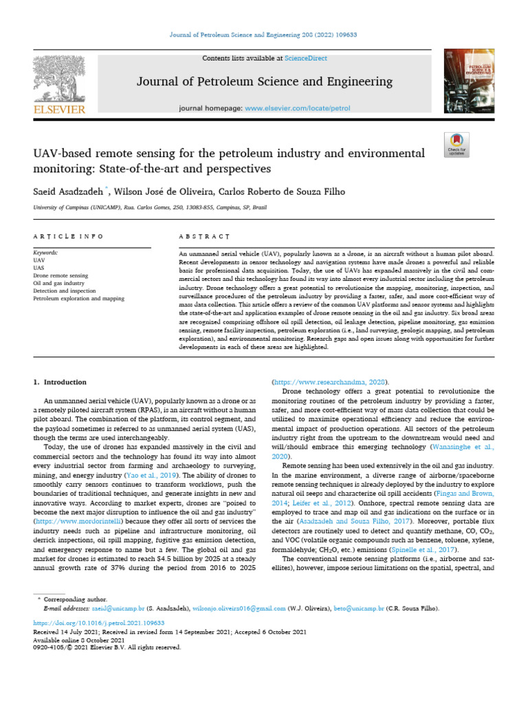 UAV Remote Sensing in Petroleum Industry | PDF | Unmanned Aerial ...