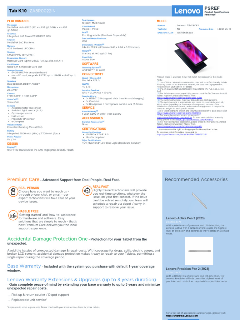 K10 4g64gblte ZA8R0022IN | PDF | Tablet Computer | Android (Operating ...