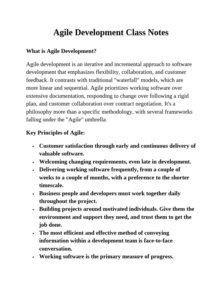Agile Development Class Notes | PDF | Agile Software Development ...