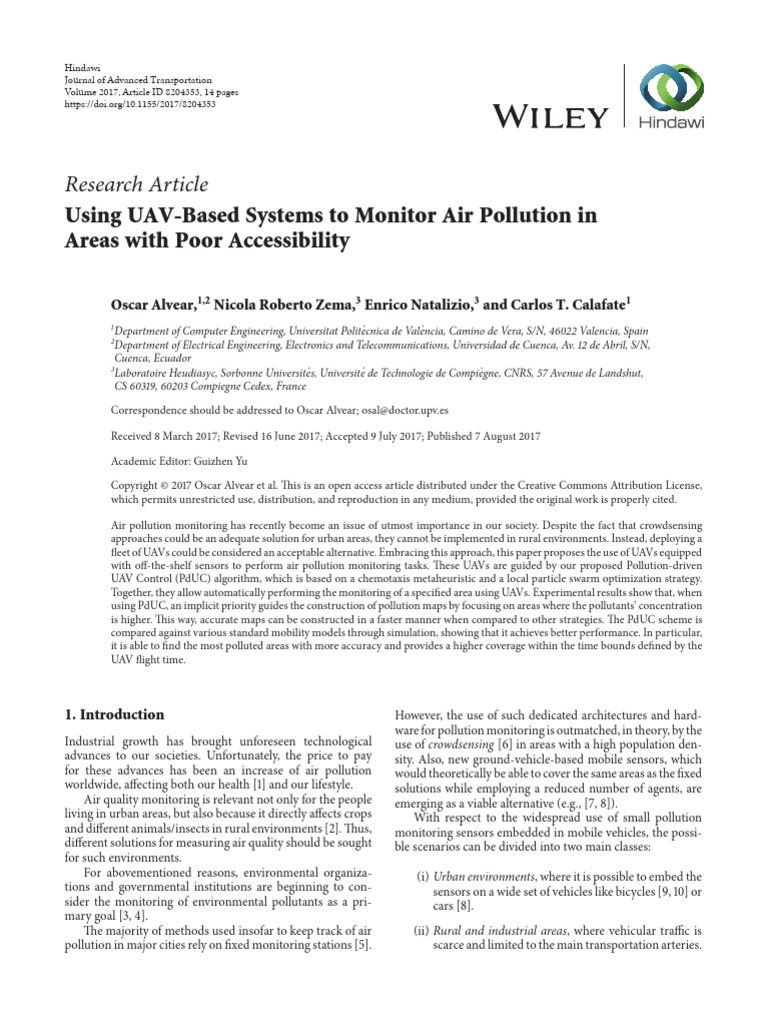 UAV Systems for Air Pollution Monitoring | PDF | Unmanned Aerial ...