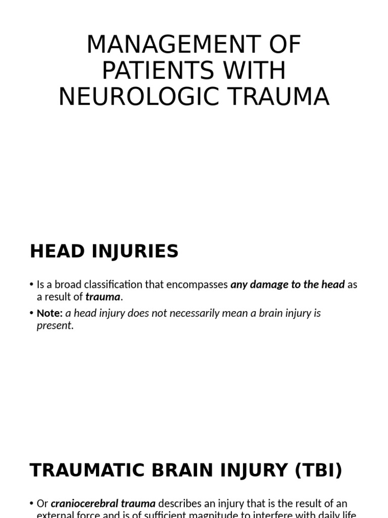 Management of Neurologic Trauma | PDF | Traumatic Brain Injury | Injury