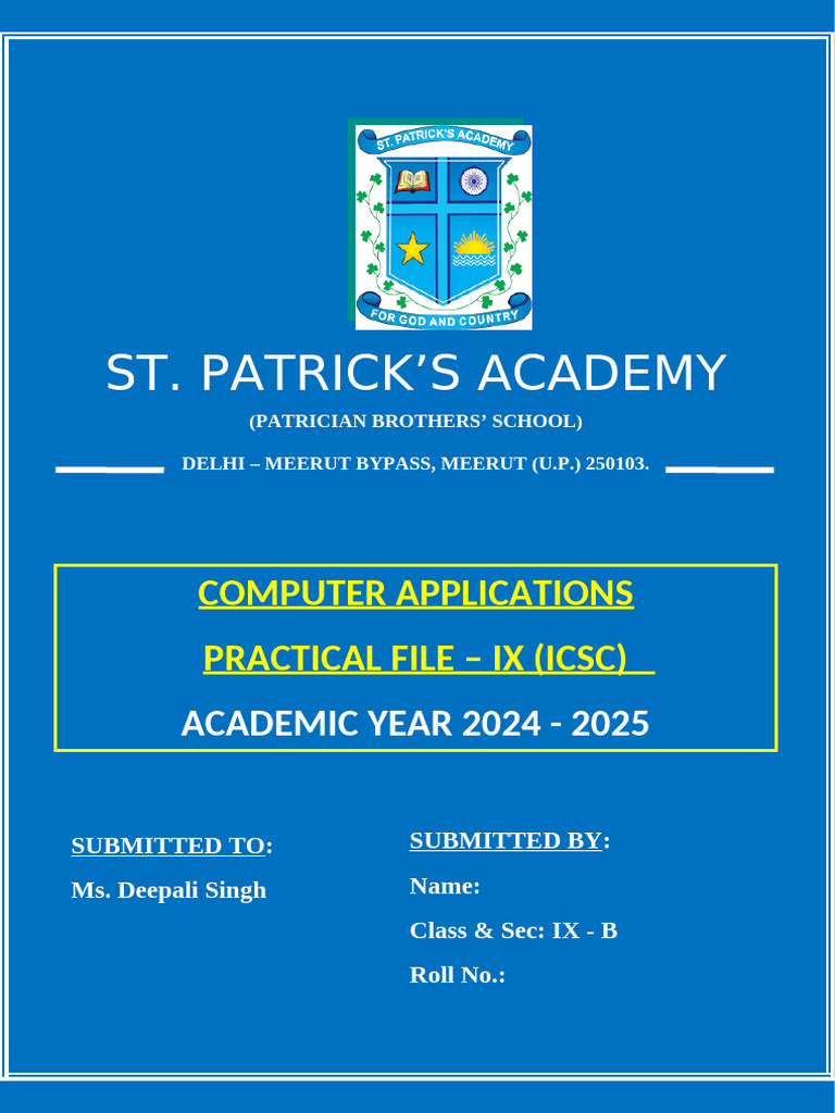 9 - Practical File Cover Page 2024-2025 | PDF