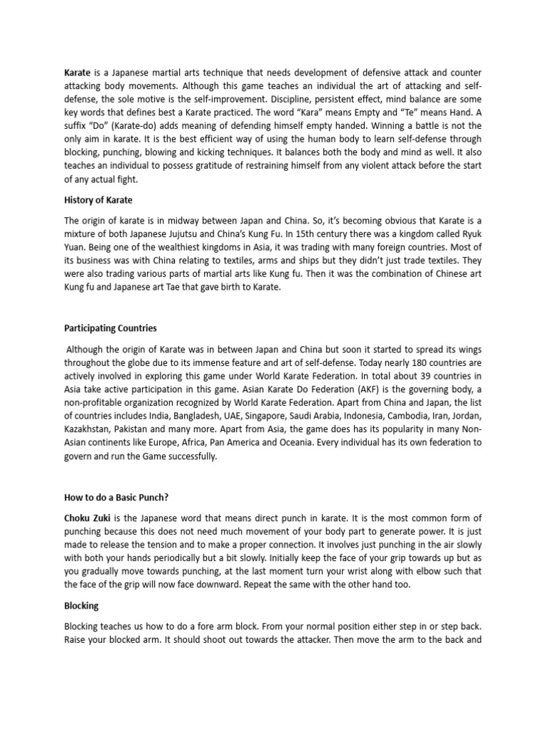 KARATE | PDF | East Asian Martial Arts | Individual Sports