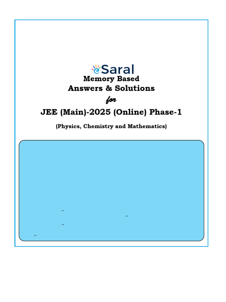 JEE Main 2025 Shift 1 Question Paper | PDF | Inductance | Momentum