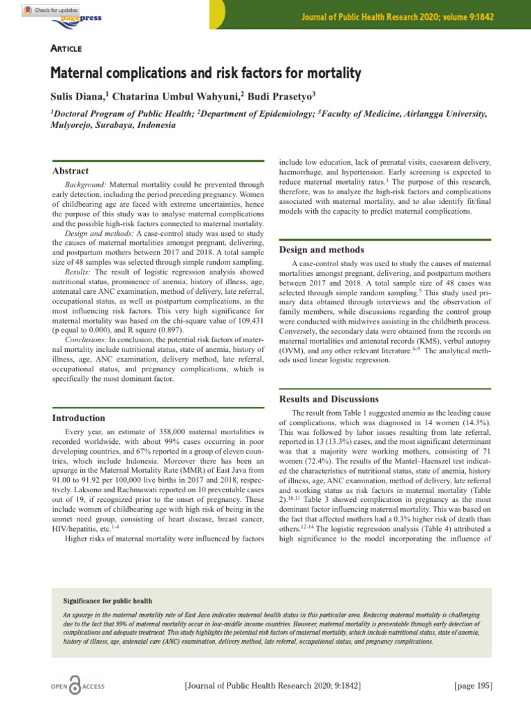 Maternal Mortality Risk Factors Analysis | PDF | Maternal Death ...
