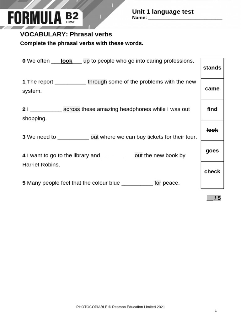 Unit 1 Language Test: Vocabulary & Grammar | PDF | Linguistic ...