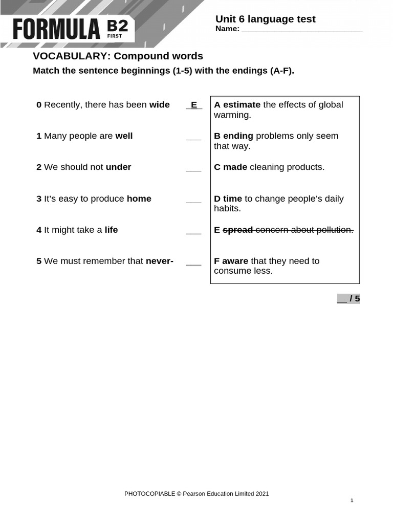 Unit 6 Language Test Overview | PDF | Linguistics