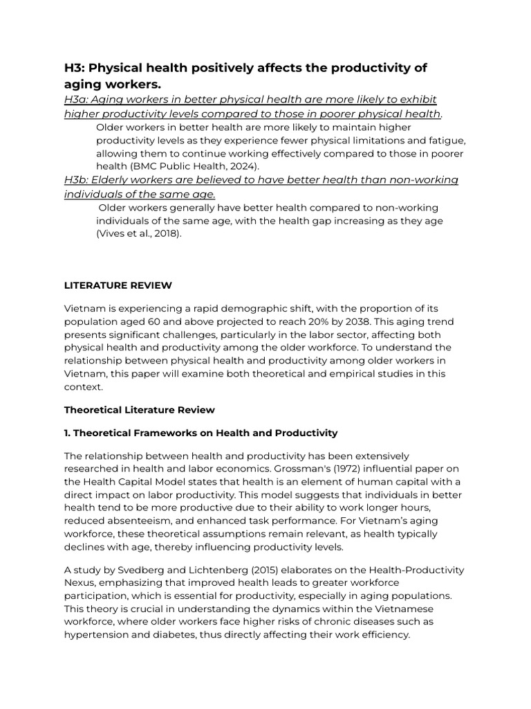 Physical Health and Productivity of Aging Workforce | PDF | Ageing ...