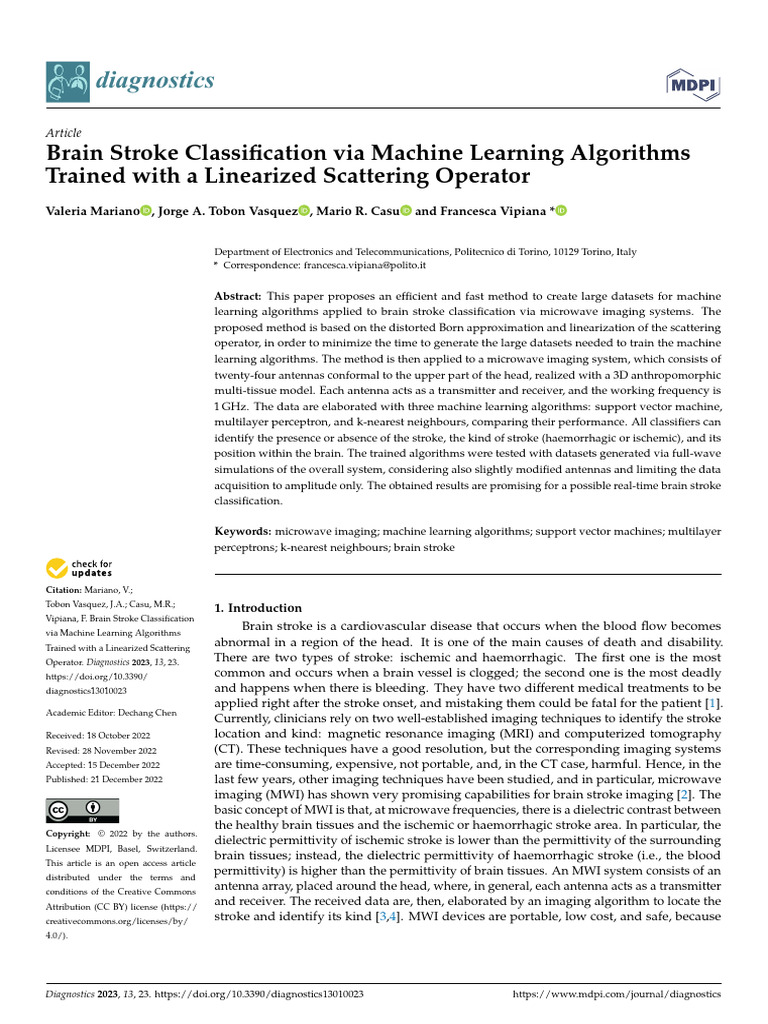 Brain Stroke Classification Via Machine Learning A | PDF | Medical ...