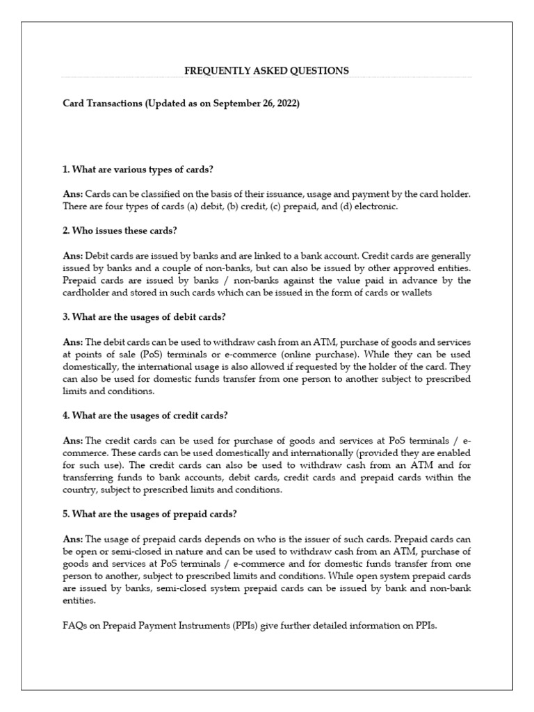 Card Transactions Faqs | PDF | Debit Card | Emv