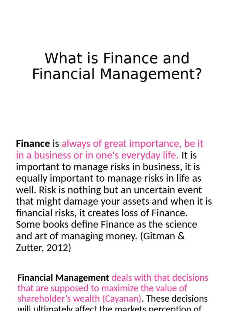 Understanding Finance and Management Roles | PDF | Equity (Finance ...