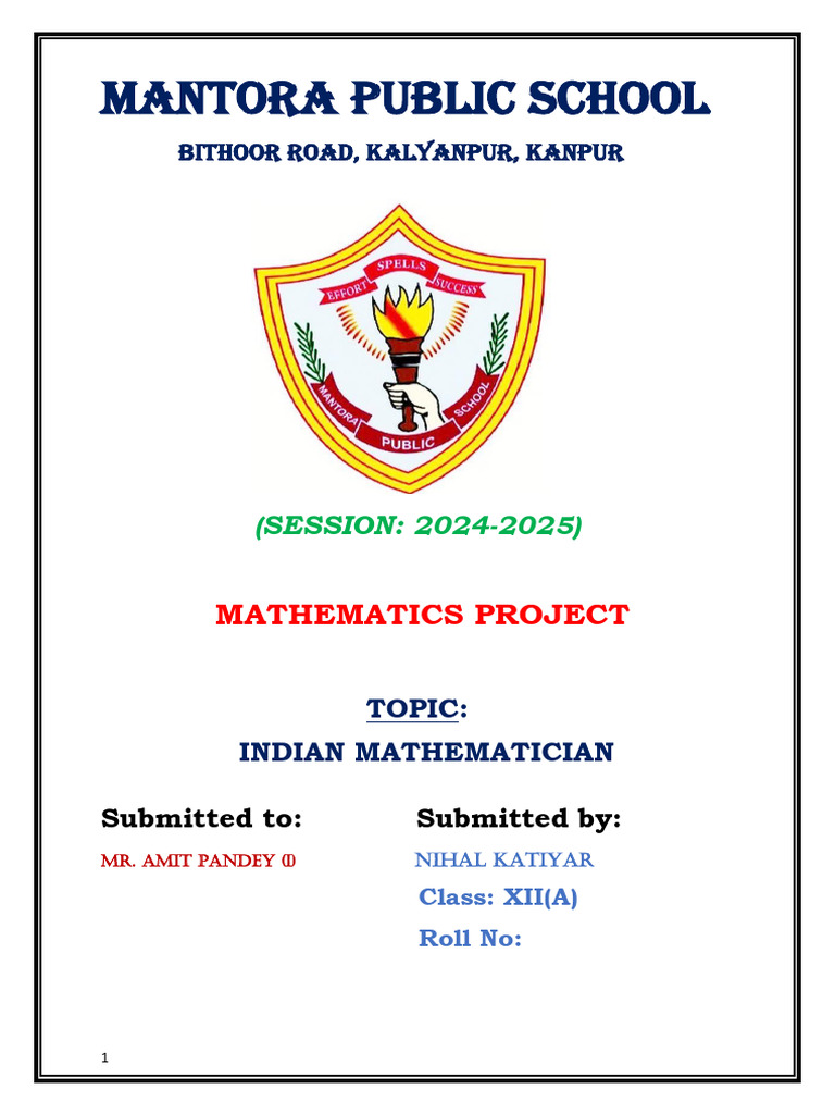 Indian Mathematician Project Report | PDF
