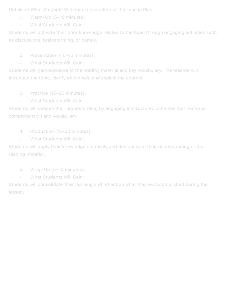 Student Gains in Lesson Plan Steps | PDF