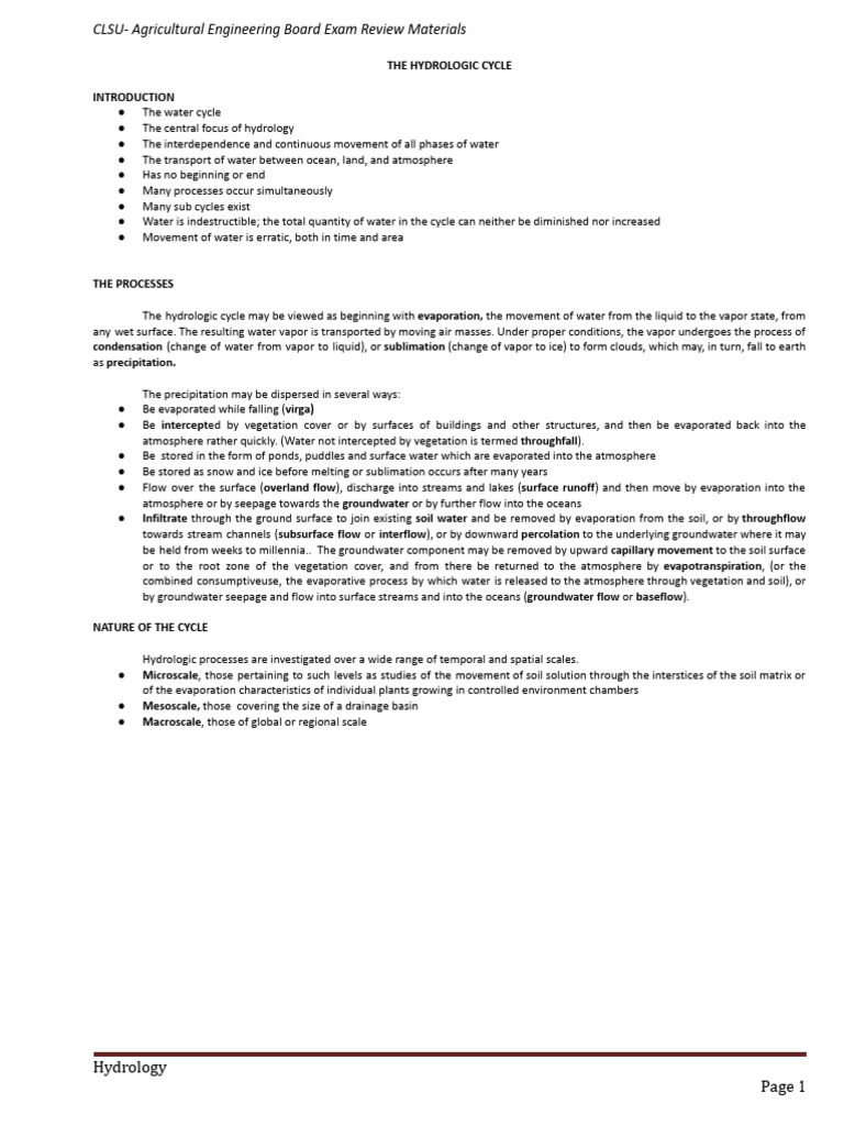 Hydrology Clsu2015 | PDF | Aquifer | Discharge (Hydrology)